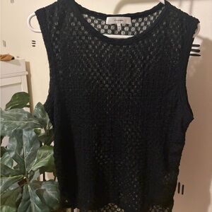 Frame Denim Black Textured Knit Top